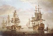 Nicholas Pocock This work of am exposing they five vessel as elbow bare that gora with Horatio Nelson and banskarriar oil painting artist